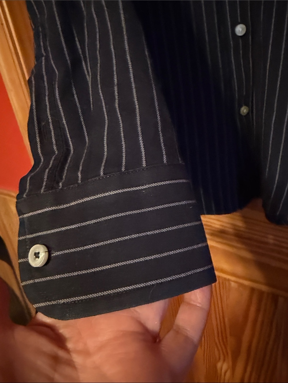 UNTUCKit Men's Black Shirt with White Pinstripes - Picture 7 of 10